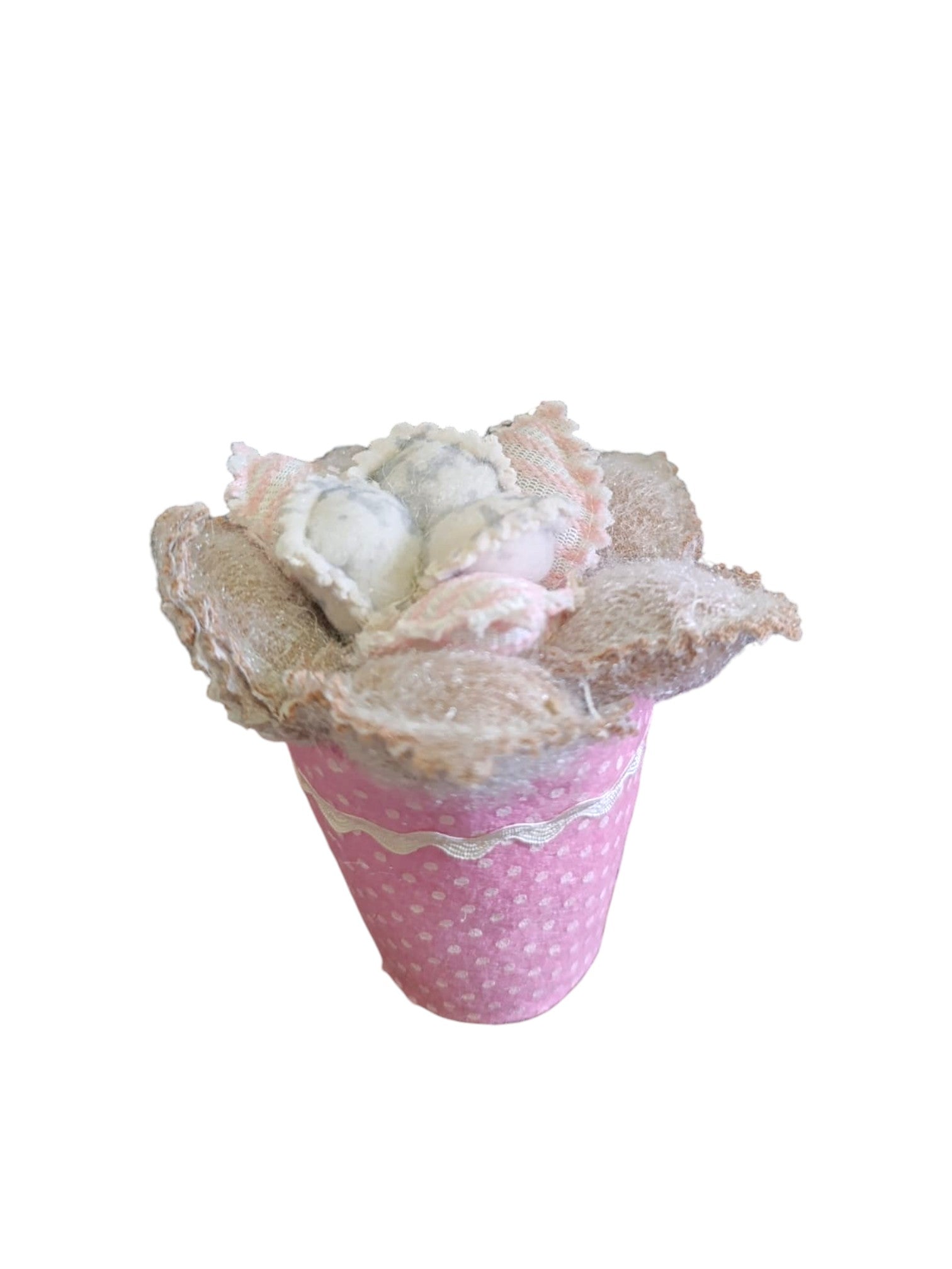 Vasetti decorativi vari ,in  tessuto in colori semplici e delicati