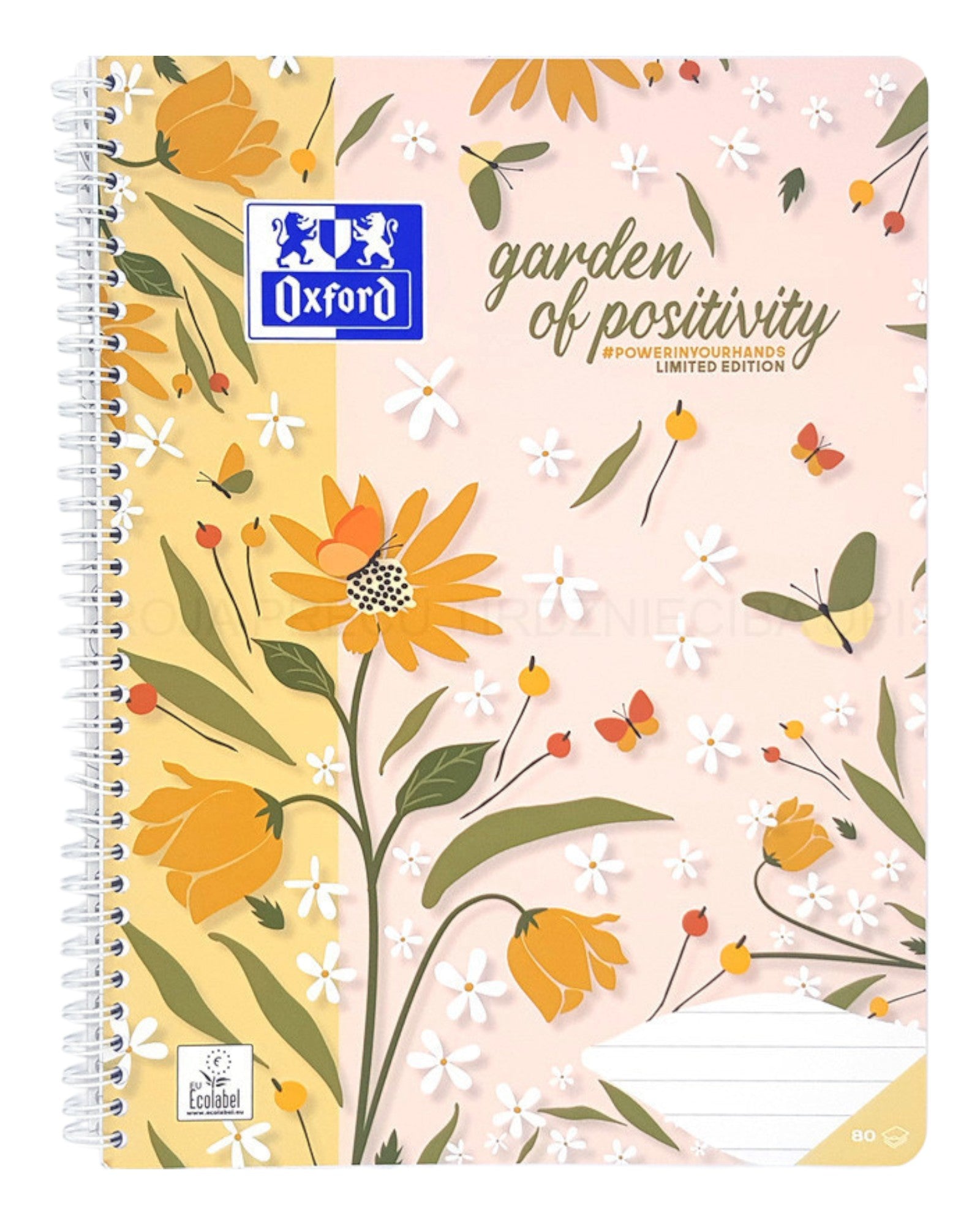 Oxford Blocco a quadretti 5 mm  A4 con doppio bordo, 160 pagine, fiori edizione limitata