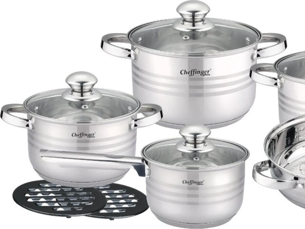 Batteria Pentole Set Di Pentole 12 Pezzi In Acciaio Inox - Compatibile Con Induzione, Gas, Elettrico Gewiss Contenitore