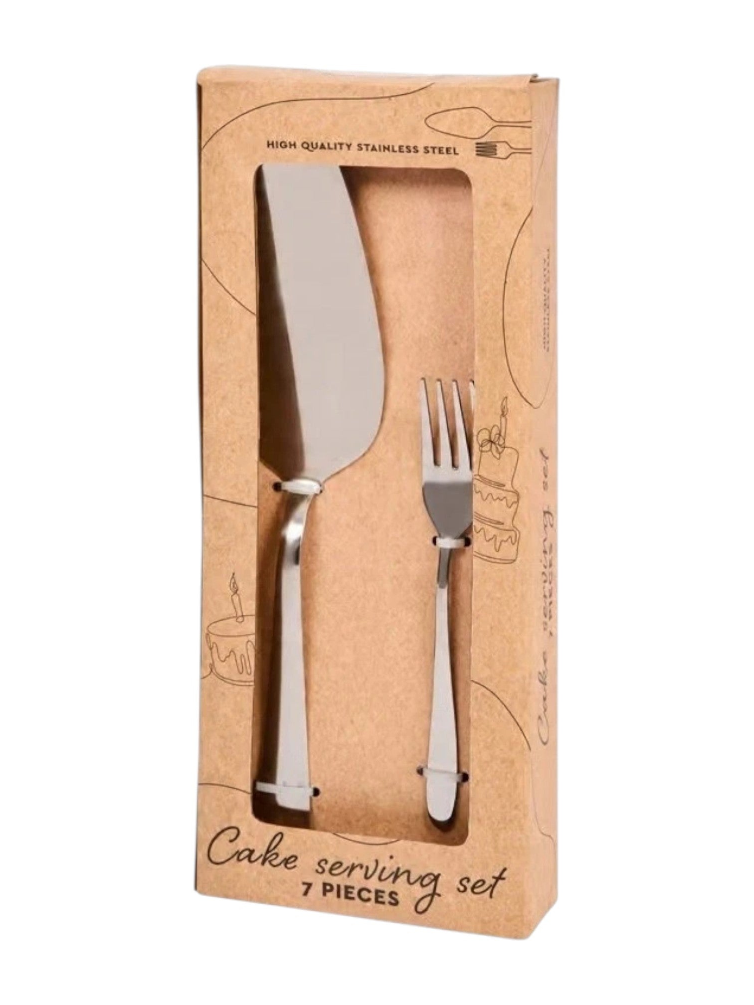 Set 7 Pezzi Posate Dessert | 6 Forchettine + Paletta Torta | Acciaio Inox Elegan