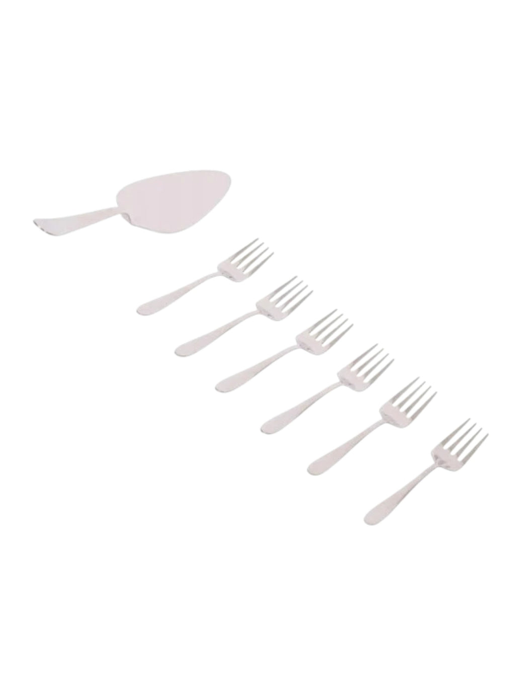 Set 7 Pezzi Posate Dessert | 6 Forchettine + Paletta Torta | Acciaio Inox Elegan
