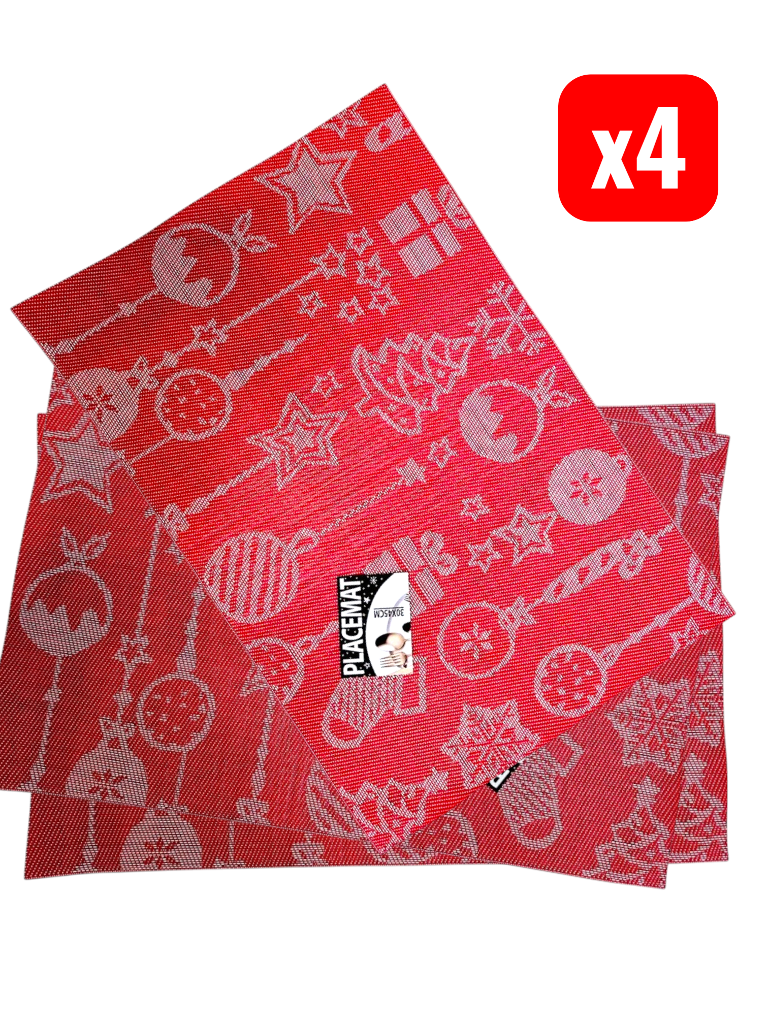 Tovaglietta natalizia con palline, rossa, 45 x 30 cm