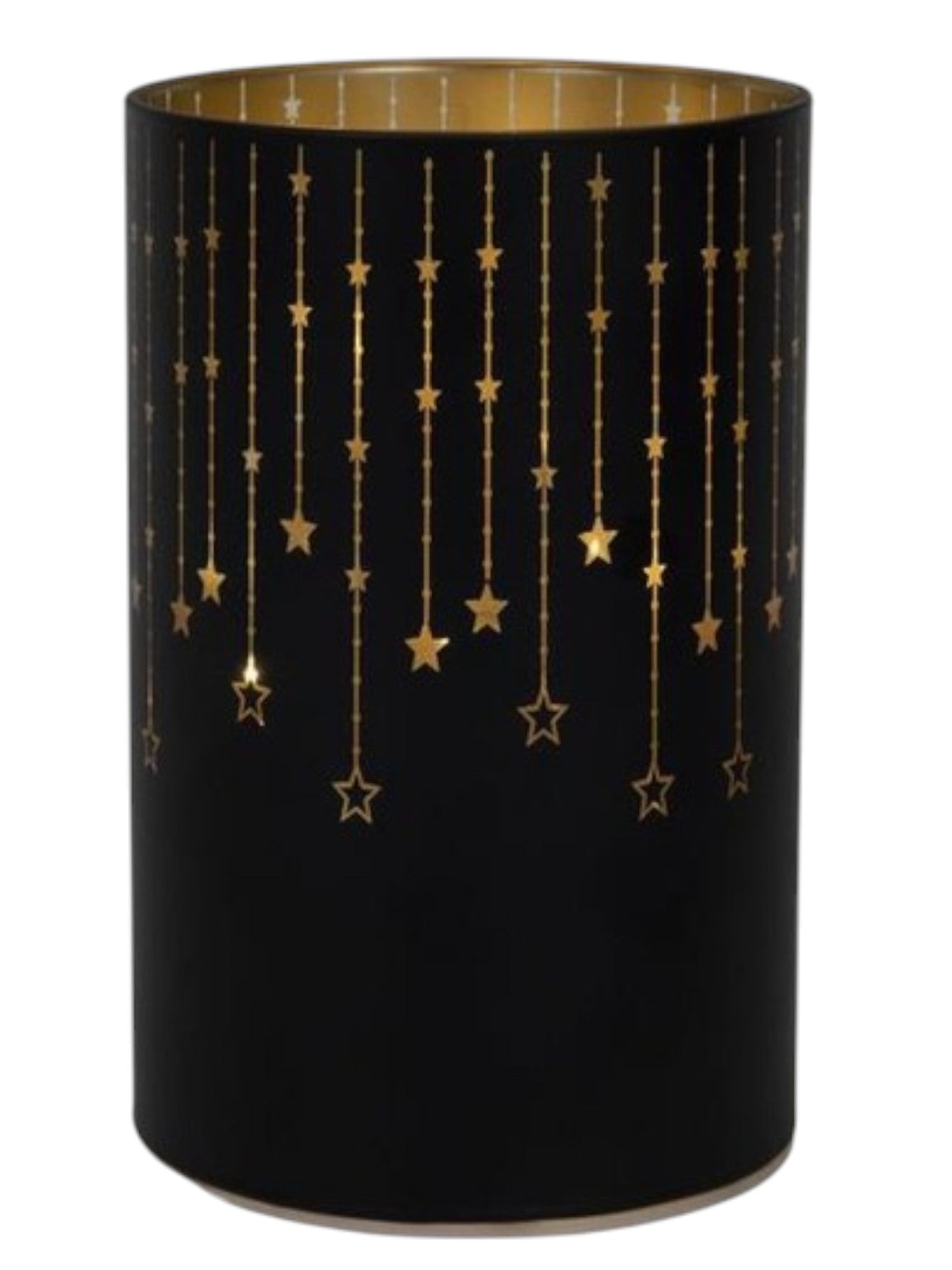 Lanterna decorativa in vetro da 14 cm a LED nero oro